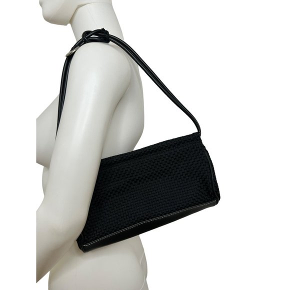 The Sak Women’s Black Purse Fabric Weave Faux Leather Rectangle Snap Pockets - Picture 3 of 17